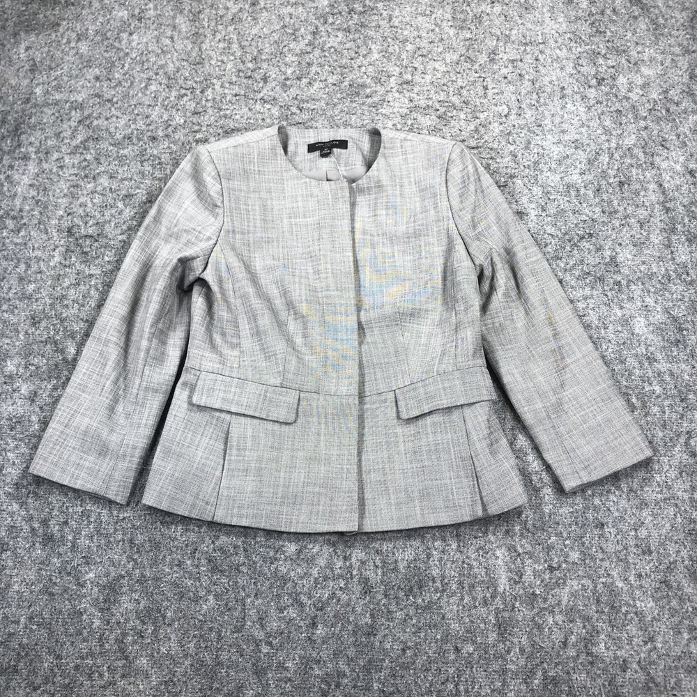 Ann Taylor Plaid Blazer Women's 00P Petite Gray 4 Button Tailored Jacket